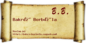 Bakró Borbála névjegykártya